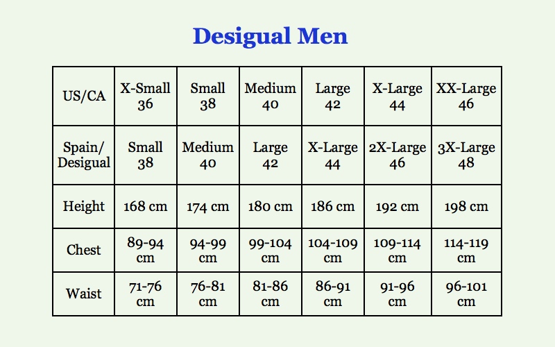 men size conversion