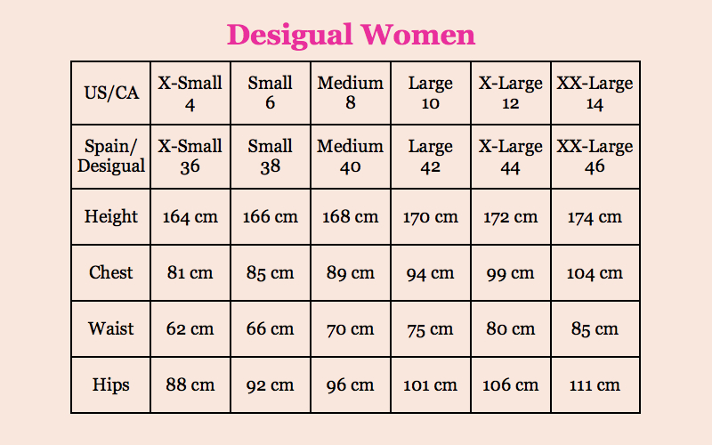 Desigual Size Guide - Canada, Fun Fashion